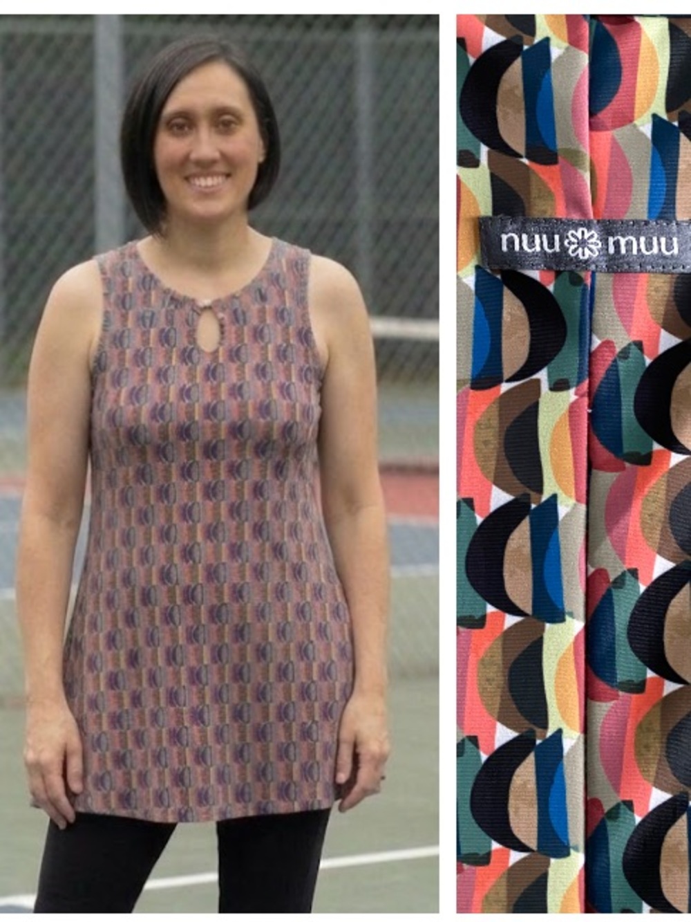 Nuu Muu Colorful Crescent Print Keyhole Dress XL